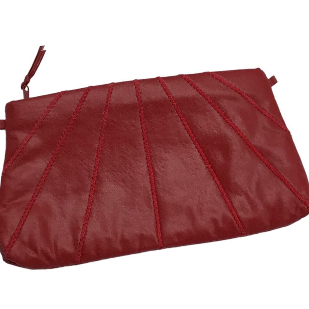 Puffy Red Faux Leather Clutch Bag
